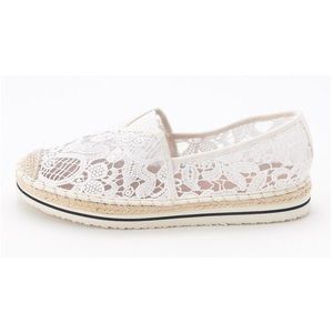 White lacy espadrilles